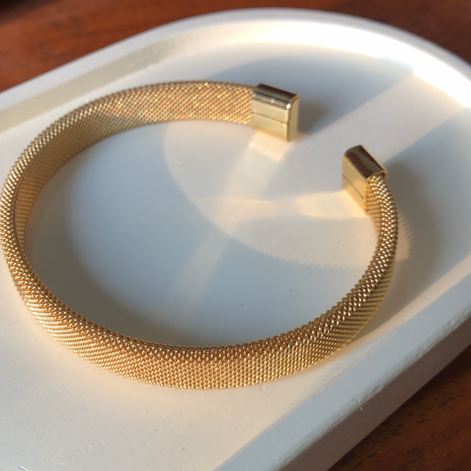 Gold-Plated Mesh Cuff Bracelet