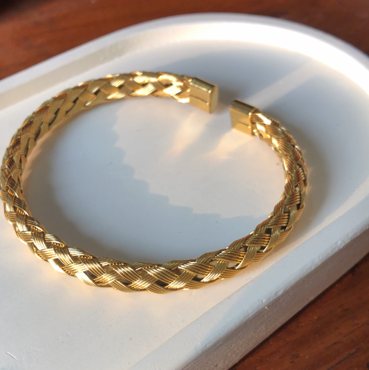 Premium Braided Gold Cuff Bracelet
