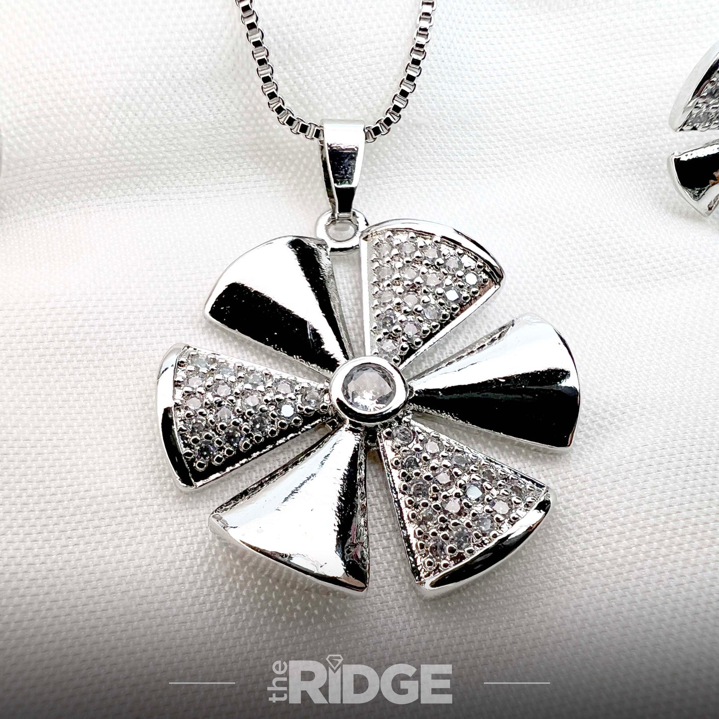 Floral Crystal Pendant & Earring Set