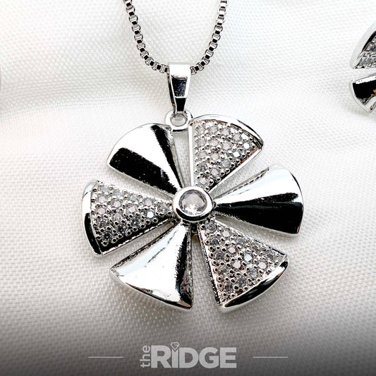 Floral Crystal Pendant & Earring Set