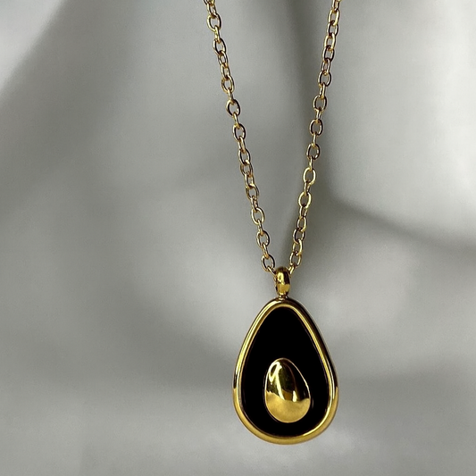 Black Avocado Pendant Necklace – Stainless Steel