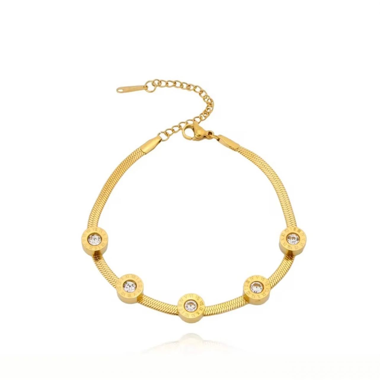 Gold Crystal Charm Bracelet