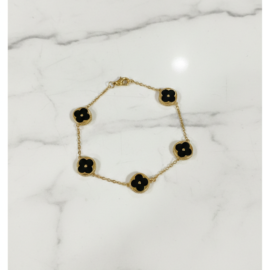 Midnight Clover Gold Bracelet