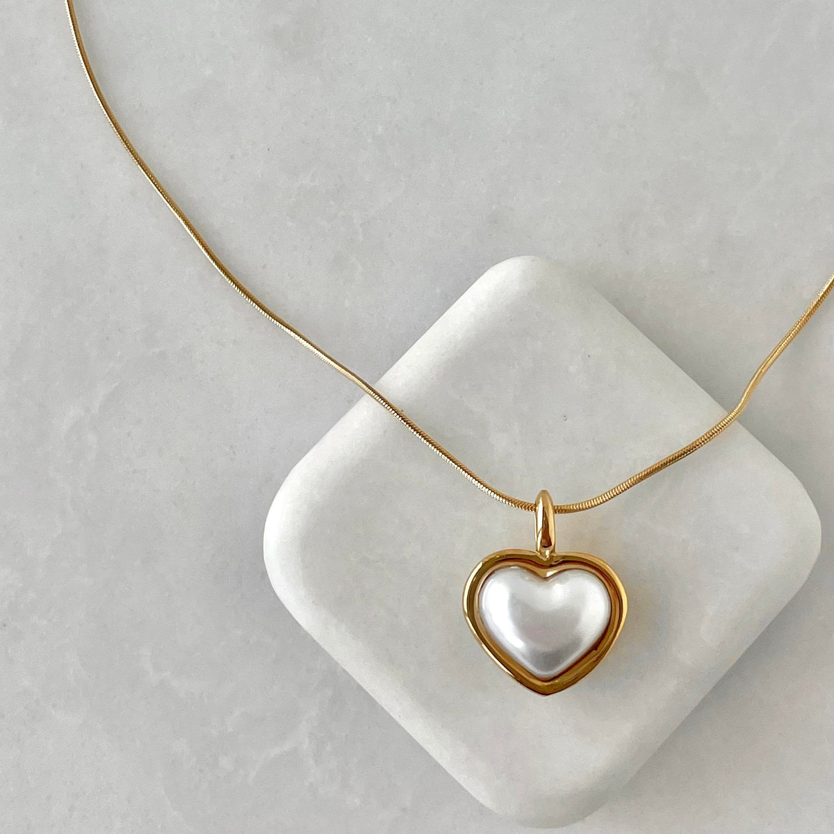 Golden Heart Pearl Necklace