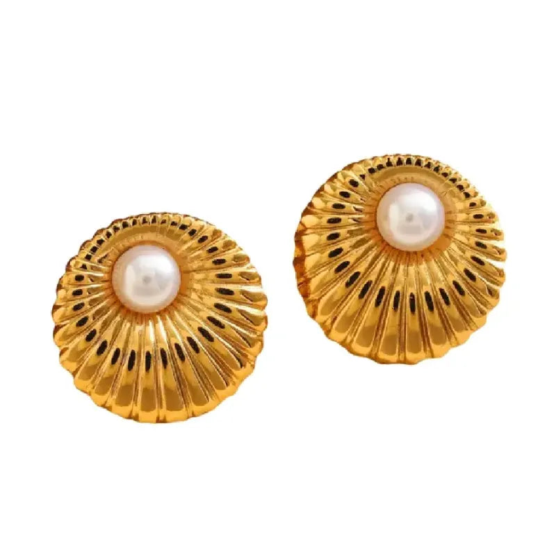 Shell Pearl Earrings - Stainless Steel