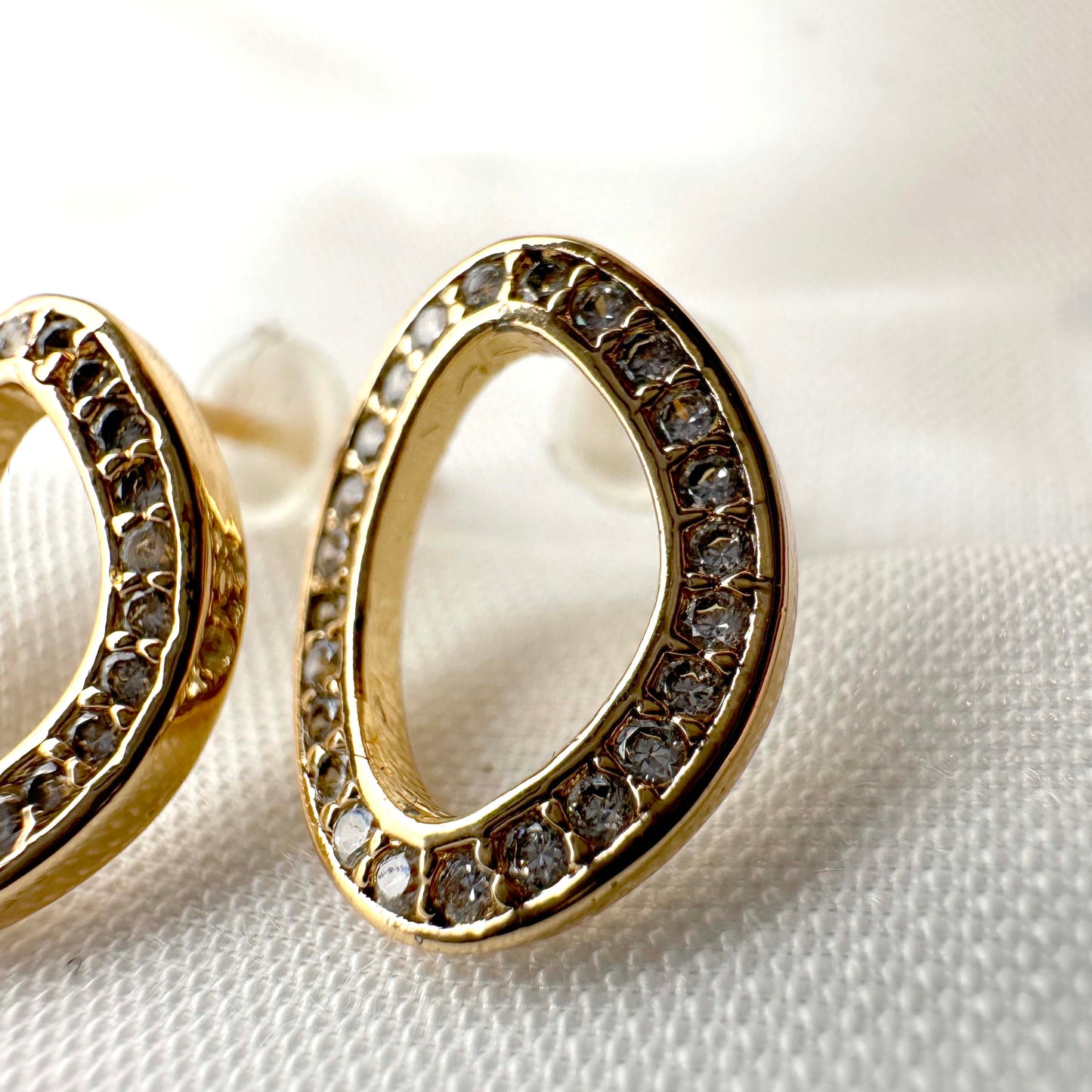 Gold-Plated Oval Crystal Earrings