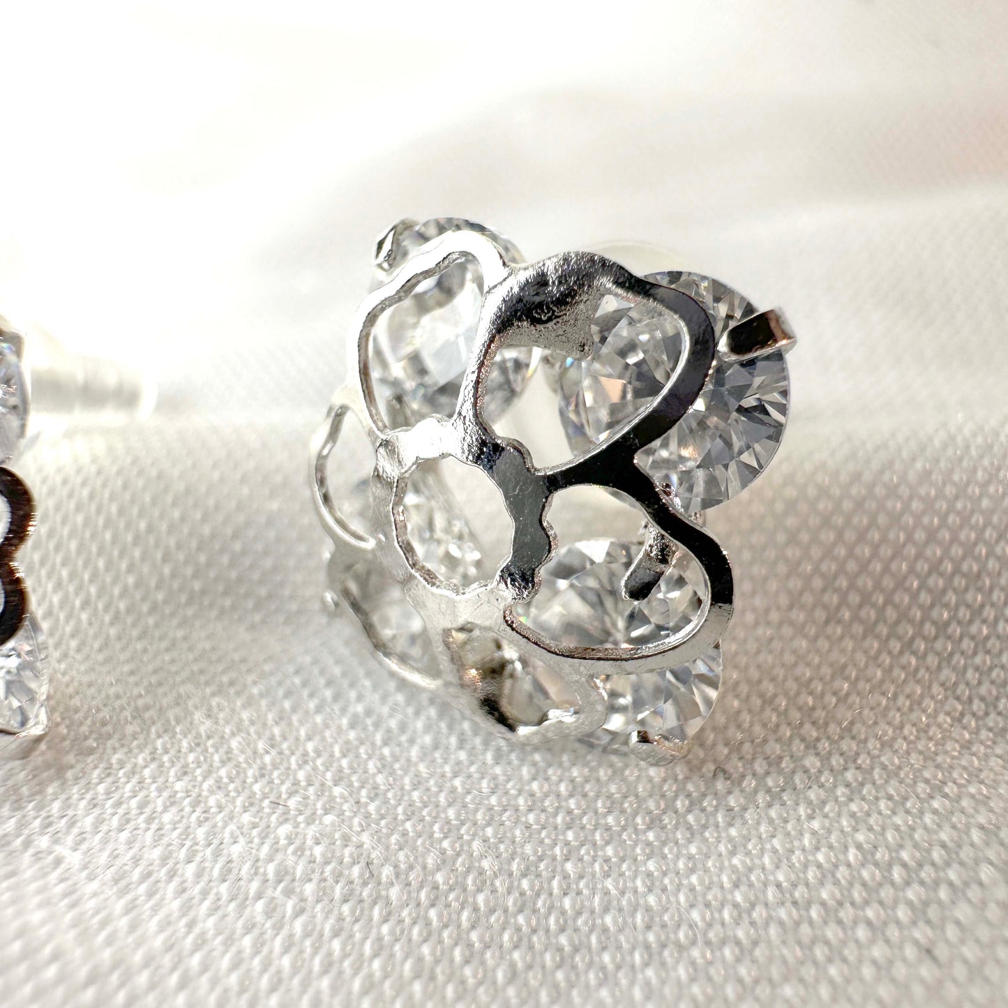 Silver Crystal Heart Shape Earrings