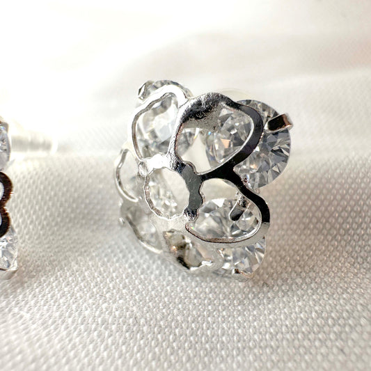 Silver Crystal Heart Shape Earrings