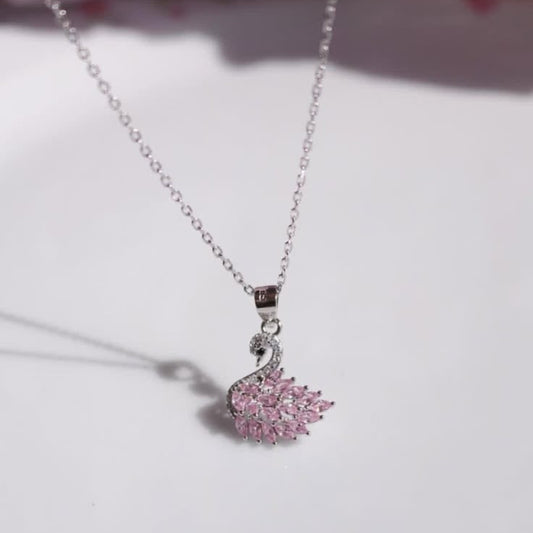 Pink Crystal Swan Necklace