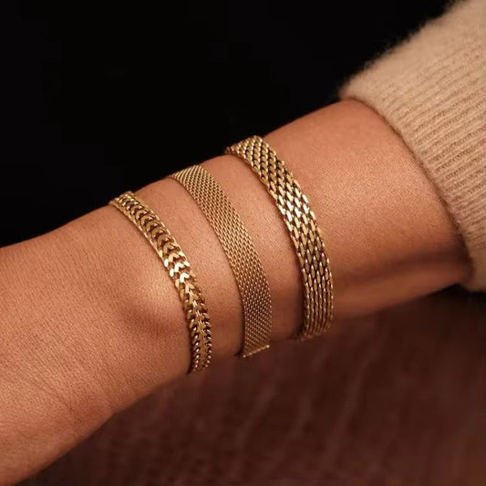 Golden Chain Bracelet Stack - [Set of 3]