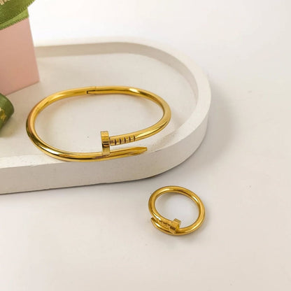 Nail Head Bangle & Ring [Set of 2]