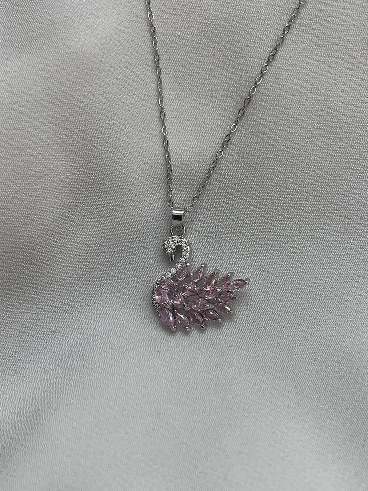 Pink Crystal Swan Necklace