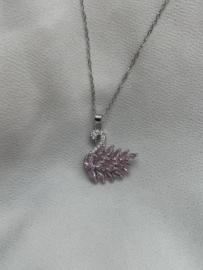 Pink Crystal Swan Necklace
