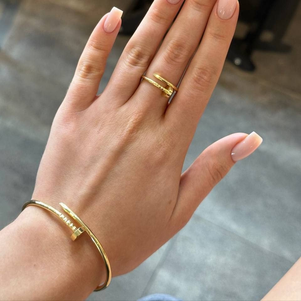 Nail Head Bangle & Ring [Set of 2]