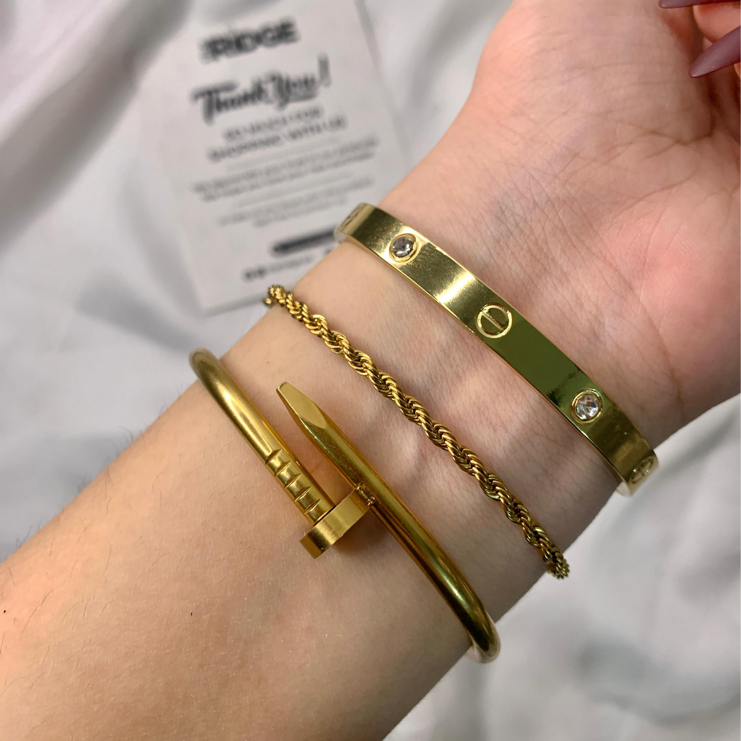 Golden Luxe Bangle Stack – [Set of 3]