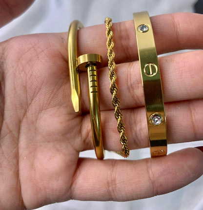 Golden Luxe Bangle Stack – [Set of 3]