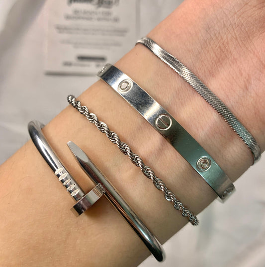 Silver Bracelet Stack Set - [Set of 4]