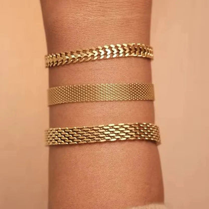 Golden Chain Bracelet Stack - [Set of 3]