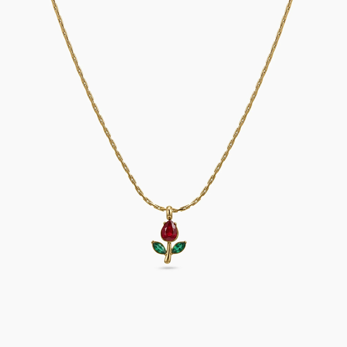 Mini Red Rose Necklace - Stainless Steel