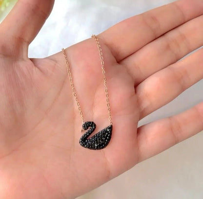 Black Swan Crystal Pendant Necklace