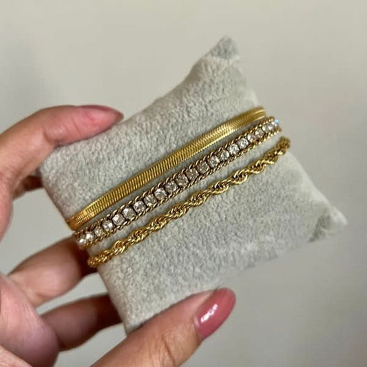 Gold Stack Bracelet Set - [Set of 3]