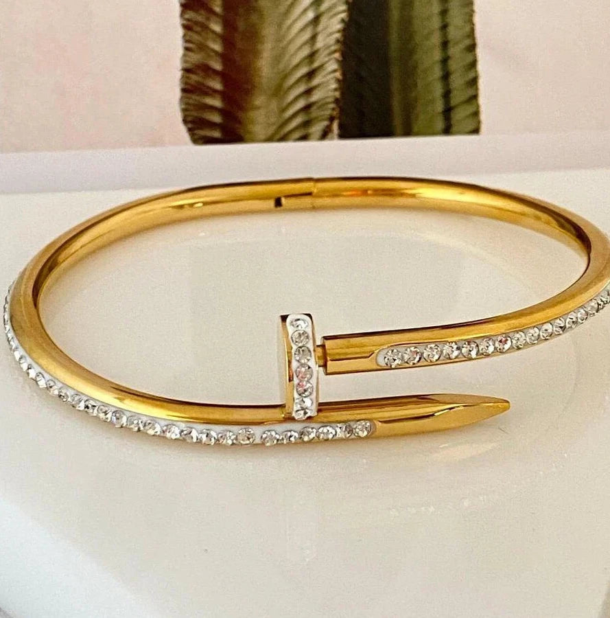 Nail Head Bangle - With Stones