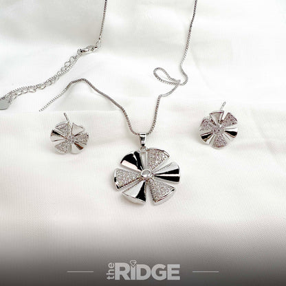 Floral Crystal Pendant & Earring Set