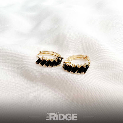 Onyx Crystal Hoop Earrings – Black