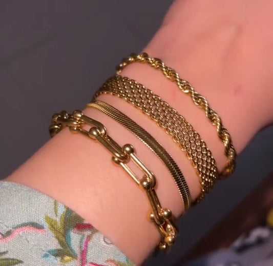 Gold Chain Bracelet Stack - [Set of 4]