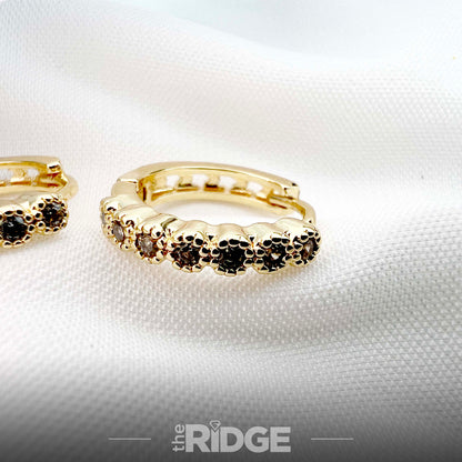 Red Gemstone Gold-Plated Hoop Earrings