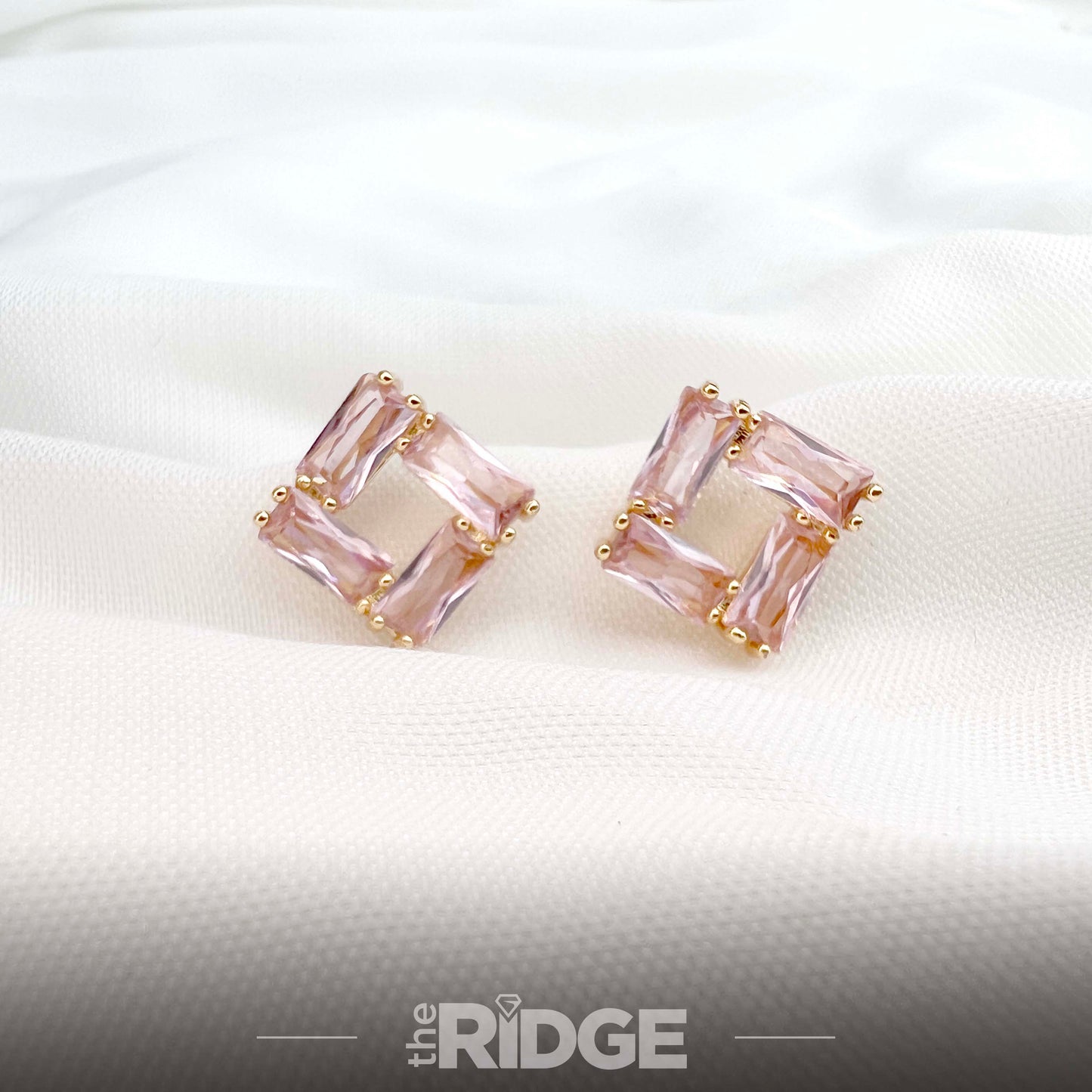 Square Crystal Gold Earrings