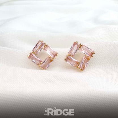 Square Crystal Gold Earrings