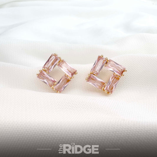 Square Crystal Gold Earrings