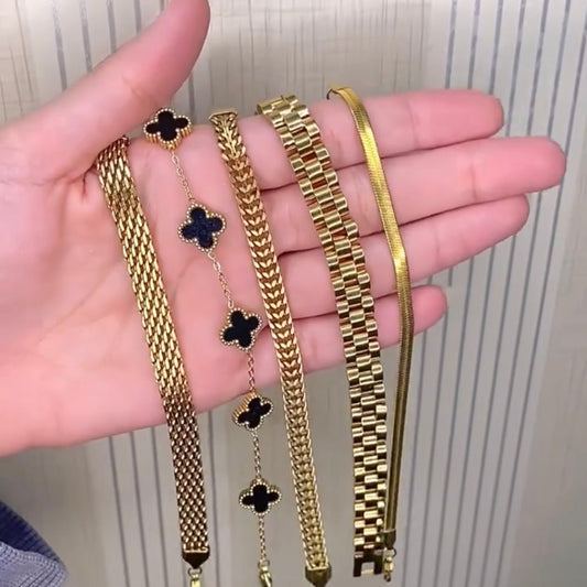 Gold Plated Bracelets - [Set of 5]