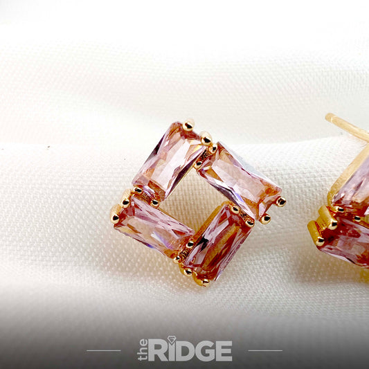 Emerald Champagne Crystal Earrings – Gold