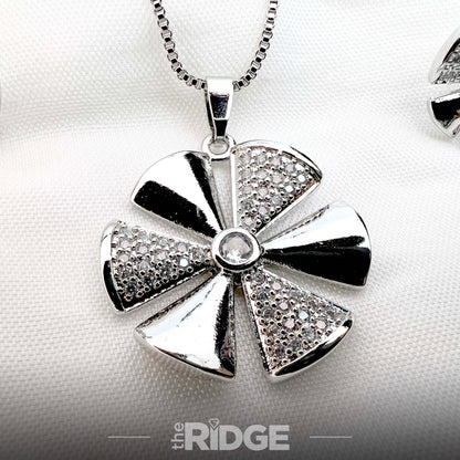 Floral Crystal Pendant & Earring Set