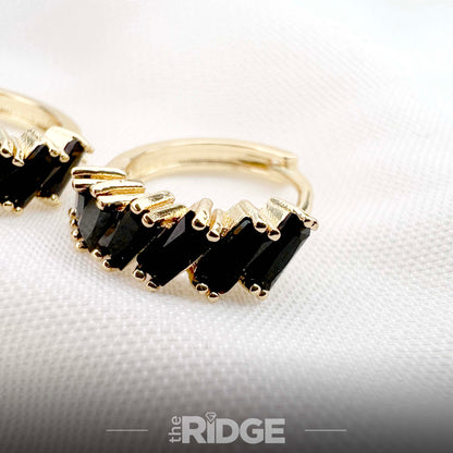 Onyx Crystal Hoop Earrings – Black