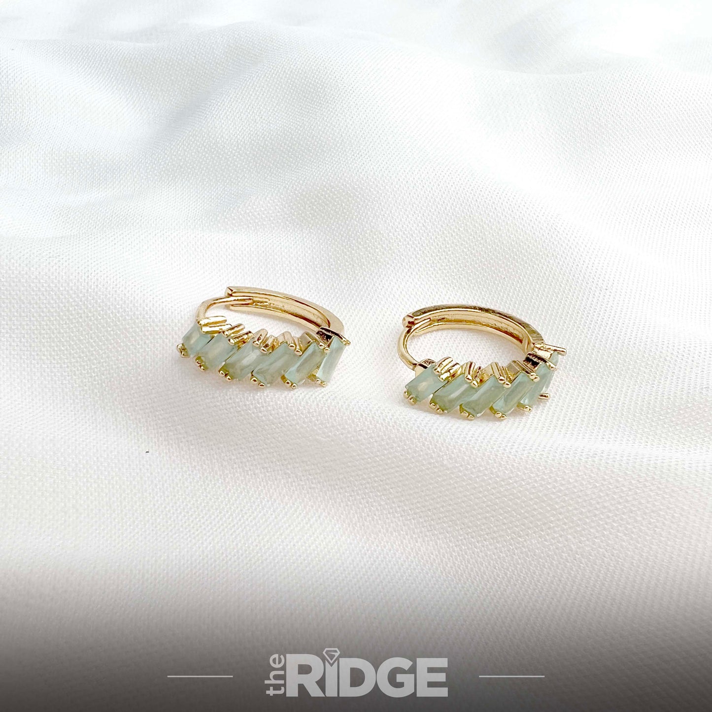 Aquamarine Crystal Hoop Earrings – Gold