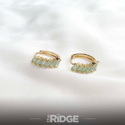 Aquamarine Crystal Hoop Earrings – Gold