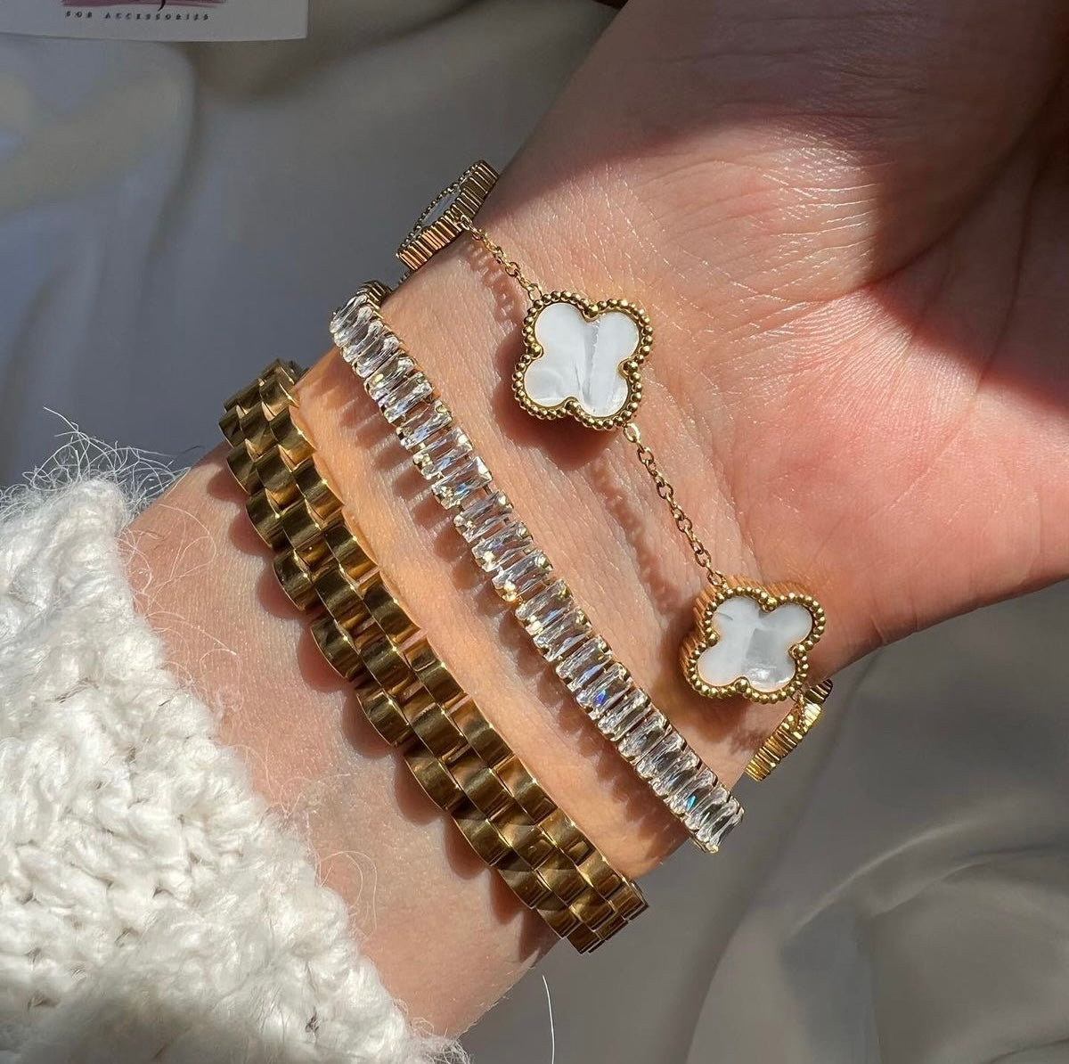 White Clover, Crystal & Rolex Bracelet - [Set of 3]