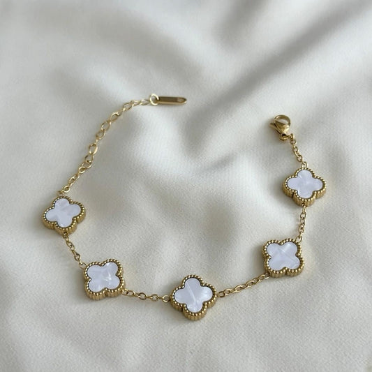 White Clover Bracelet - Gold Plated