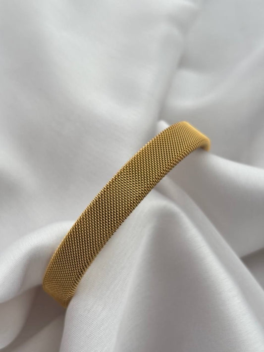 Gold-Plated Mesh Cuff Bracelet