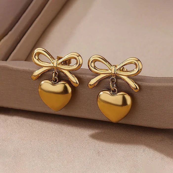 Heart Bow Pendant Set - [Set of 2]