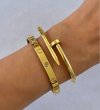 Nail & Cartier Bangle Set - Gold Plated
