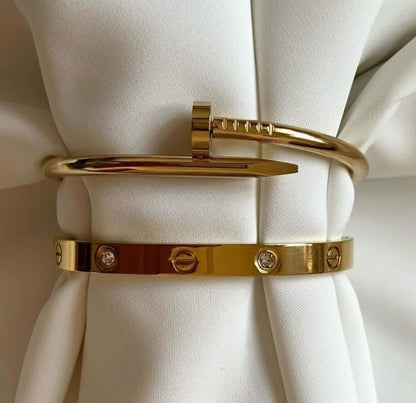 Nail & Cartier Bangle Set - Gold Plated