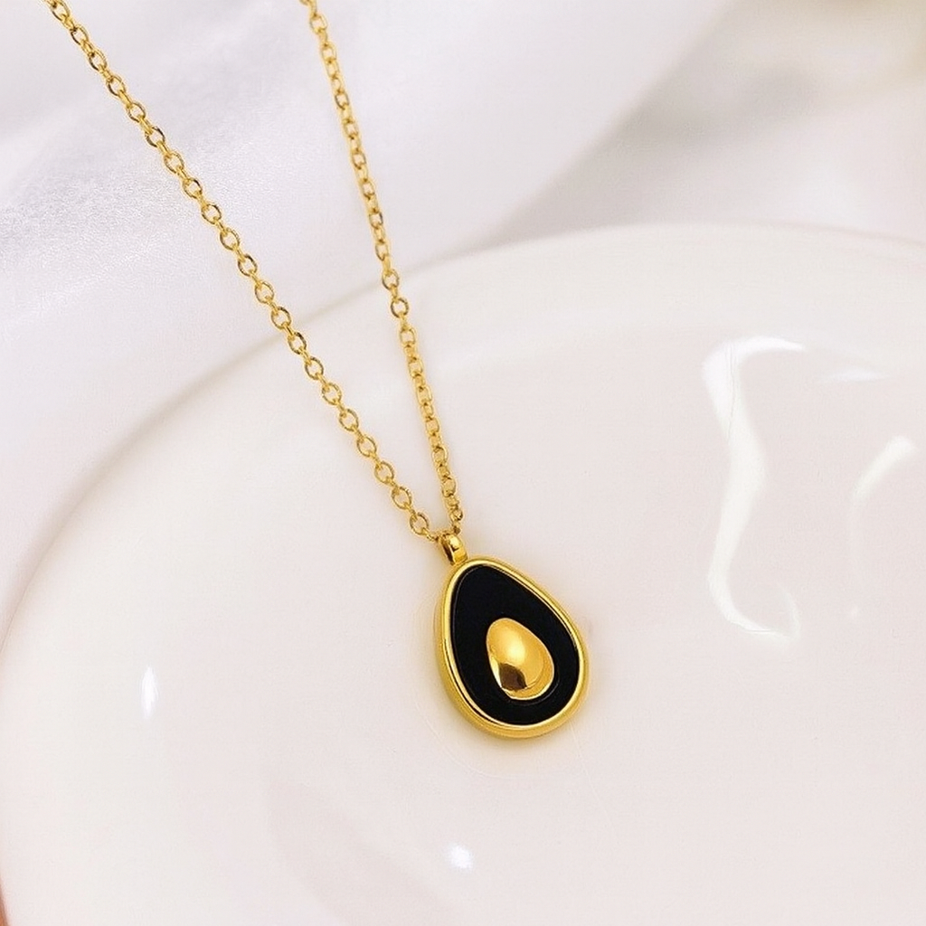 Black Avocado Pendant Necklace – Stainless Steel