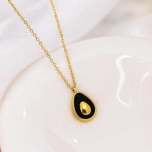 Black Avocado Pendant Necklace – Stainless Steel