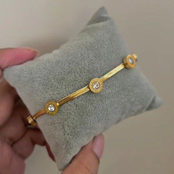 Gold Crystal Charm Bracelet