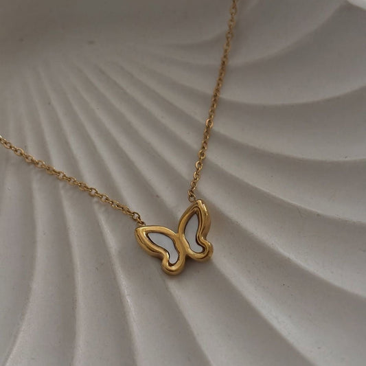 White Butterfly Necklace