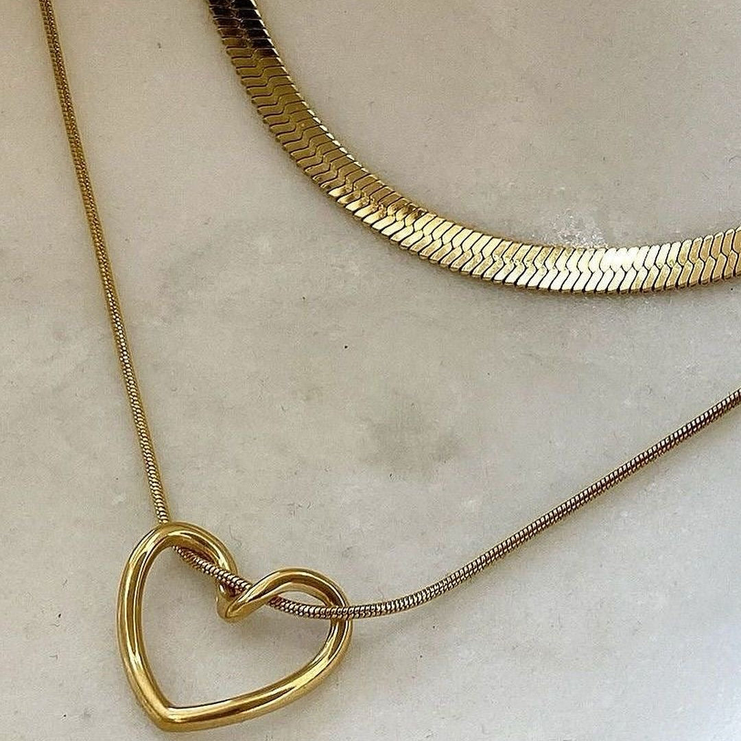 Snake & Heart Necklaces - [Set of 2]